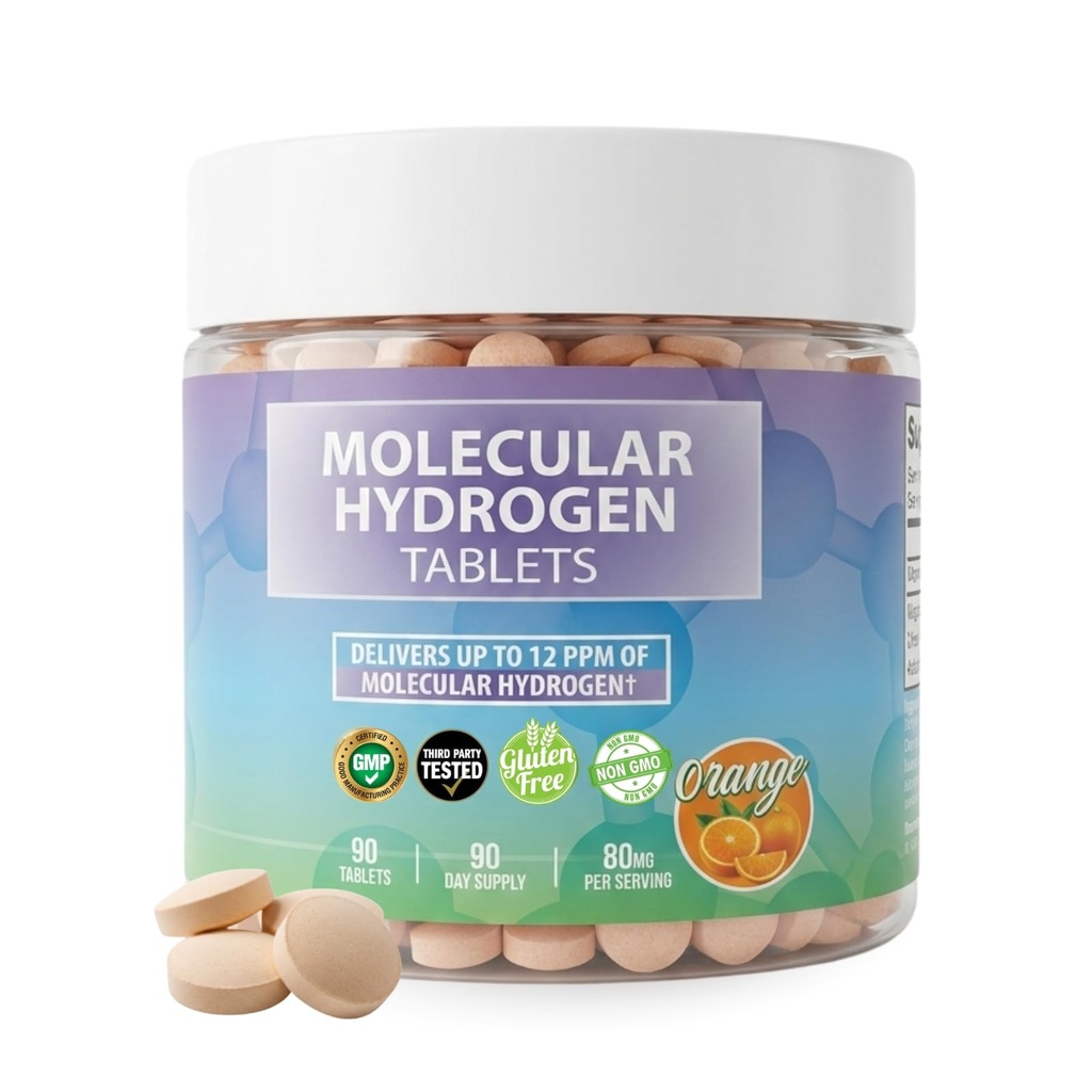 BODY C.E.O. Hydrogen Water Tablets with Magnesium | Molecular Hydrogen Tablet for Drinking Water | Support Energy Focus & Antioxidant Balance | Vegan & Gluten Free Supplement| 90 Count (Orange Flavor)
