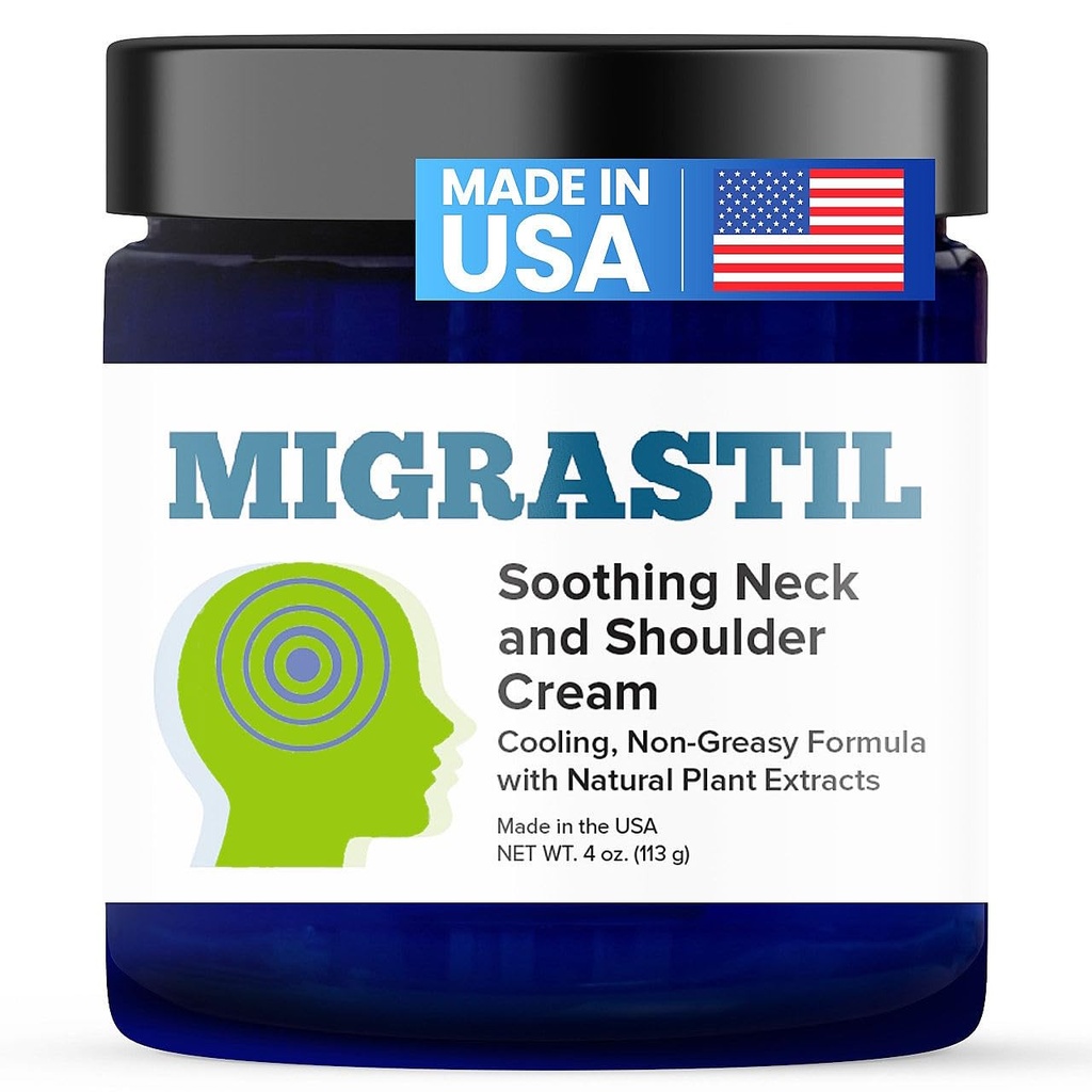 Basic Vigor Migrastil Apaisant Neck & Epaule Cream - Fast-Acting & Powerful - Non-Greasy Topical Cream (4 oz.) Fabriqué aux États-Unis