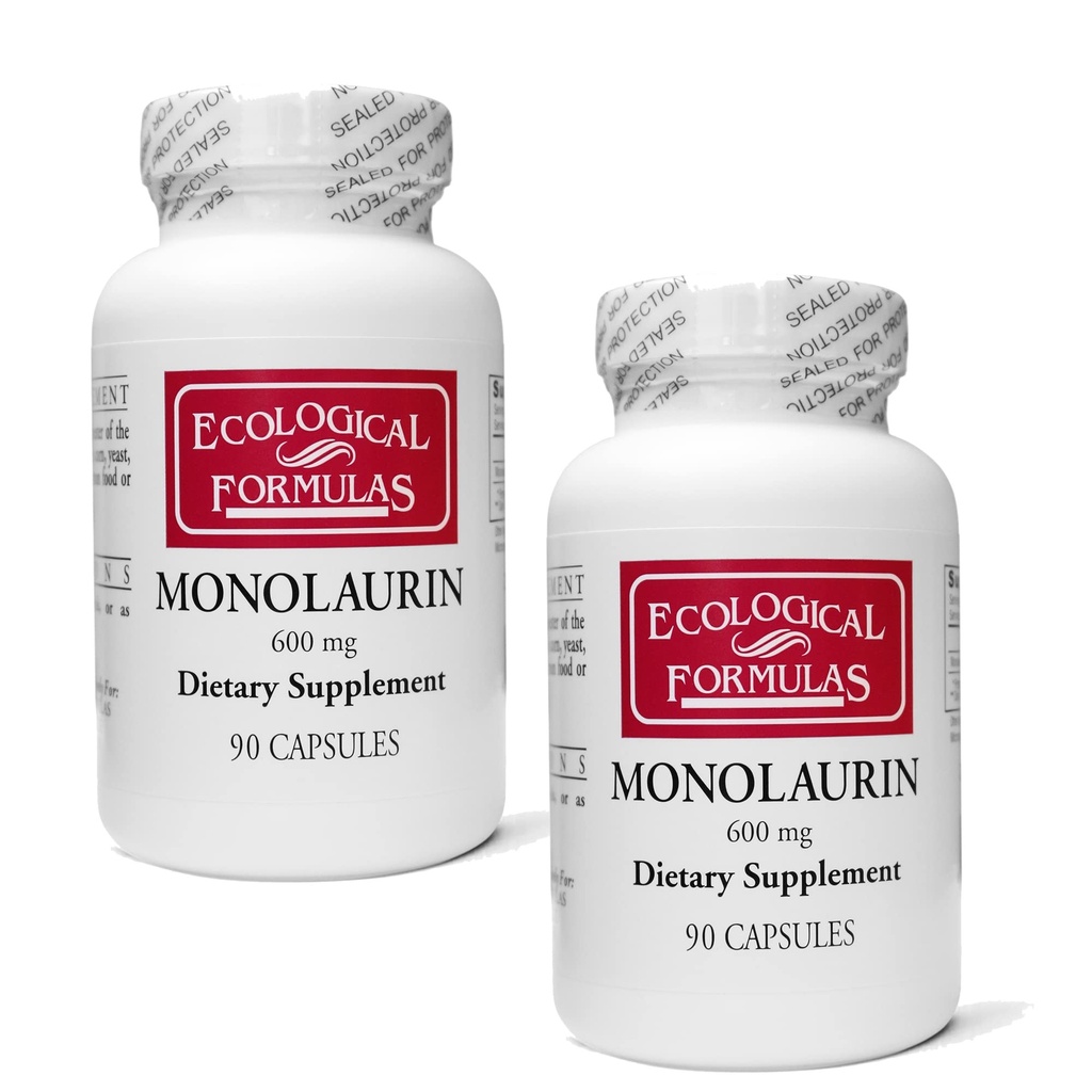Formules écologiques 600 mg Monolaurin - Deux bouteilles scellées individuellement 180 Nombre