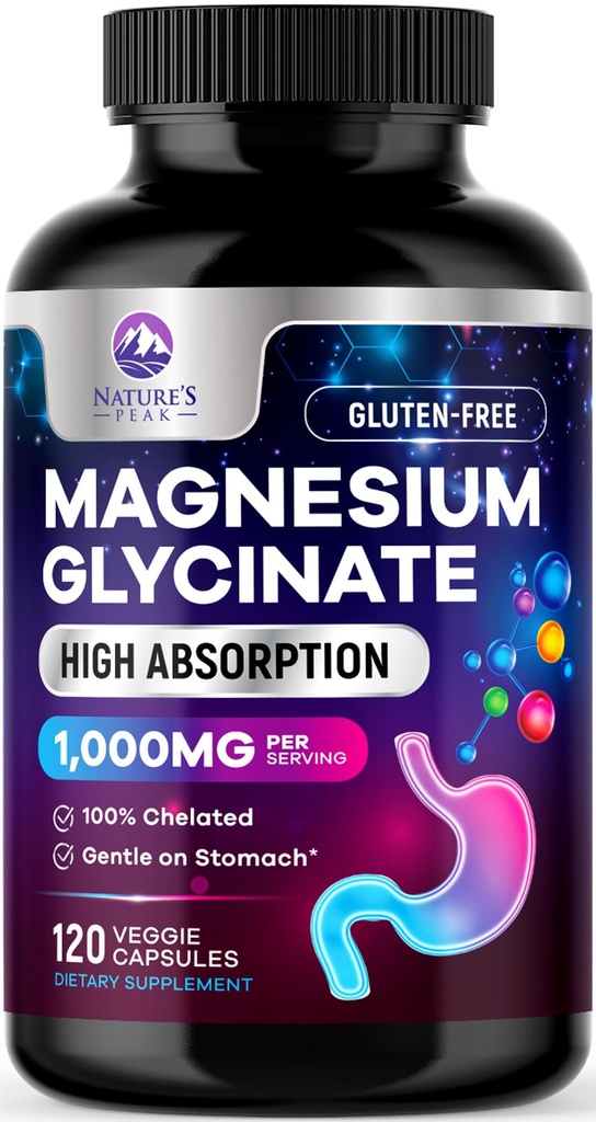Magnesium Glycinate 500mg Kapseln - Pure & Chelat für Max Absorption - Unterstützt Muskel, Nerve & Herz Gesundheit, Schlafunterstützung - Beste Magnesium Pillen Ergänzung für Ganzkörperunterstützung - 120 Kapseln