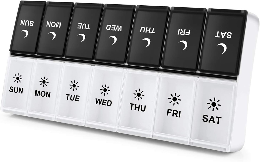 DANYING Large Pill Organizer 2 Mal pro Tag, Wöchentliche Box Pro AM PM Fall, Tag Nacht Container 7 Vitamin Case zweimal