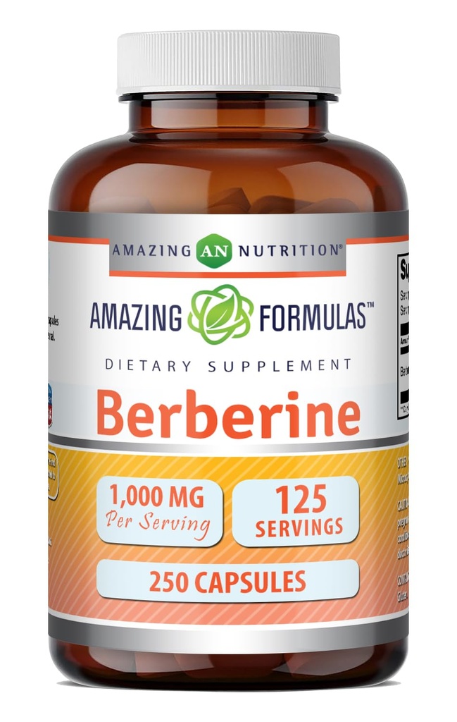 Incredibile Formulas Berberine 1000mg Per Serving 250 Capsule Supplemento | Non OGM | Gluten Free | Made in USA- Realizzato con la massima precisione negli Stati Uniti con la garanzia di purezza e potenza