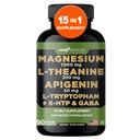 Gade Nutrition Magnesium Glycinate & Magneisum Ergänzungen mit Apigenin, L Theanine 200 mg, 5 HTP, GABA Calm Brain Booster Supplement Schlafhilfe Ashwagandha L Tryptophan Kamille