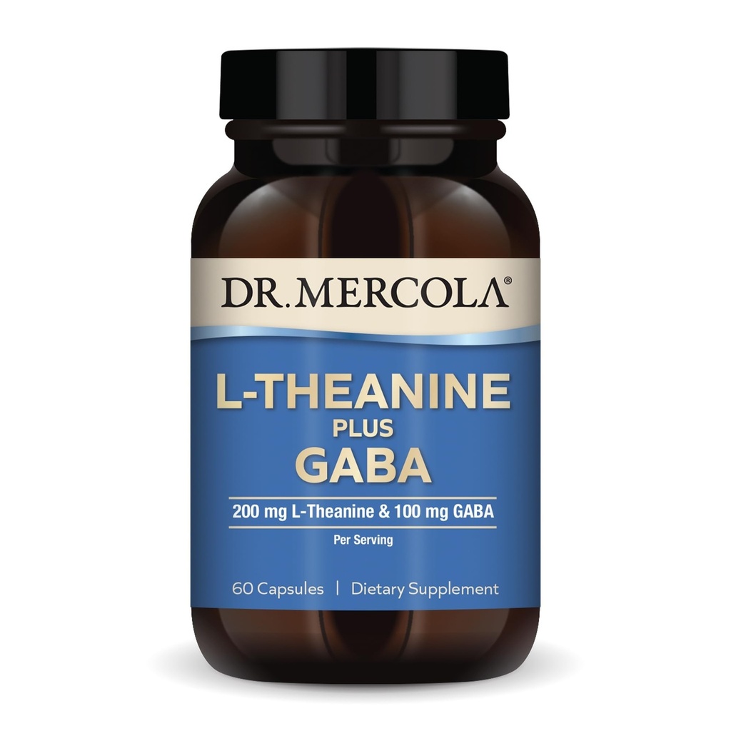 Dr. Mercola L-Theanine Plus GABA, 60 capsule, Non OGM, Gluten Free, Soy Free