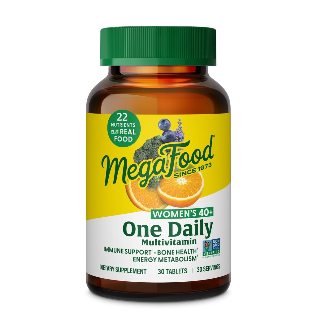 MegaFood Women's 40+ One Daily Multivitamin for Women - with Vitamin B12, B6, C, D, Zinc & Iron – Plus Real Food - Supporto Immune - Bone Health - Non-GMO - Vegetariano - 30 Tabs