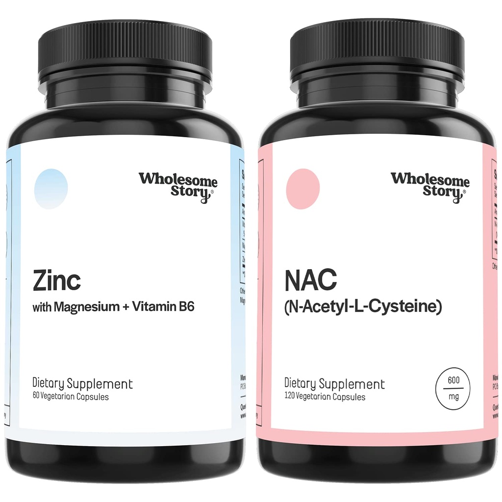 Zinco, Magnesio & Vitamina B6 + NAC Bundle Supplemento | Zinc & Magnesio + N Acetil Cysteine Bundle Supplement| Liver, Supporto polmonare e fertilità | bilanciamento dell'ormone e supporto immunitario | 30 & 120 Serve