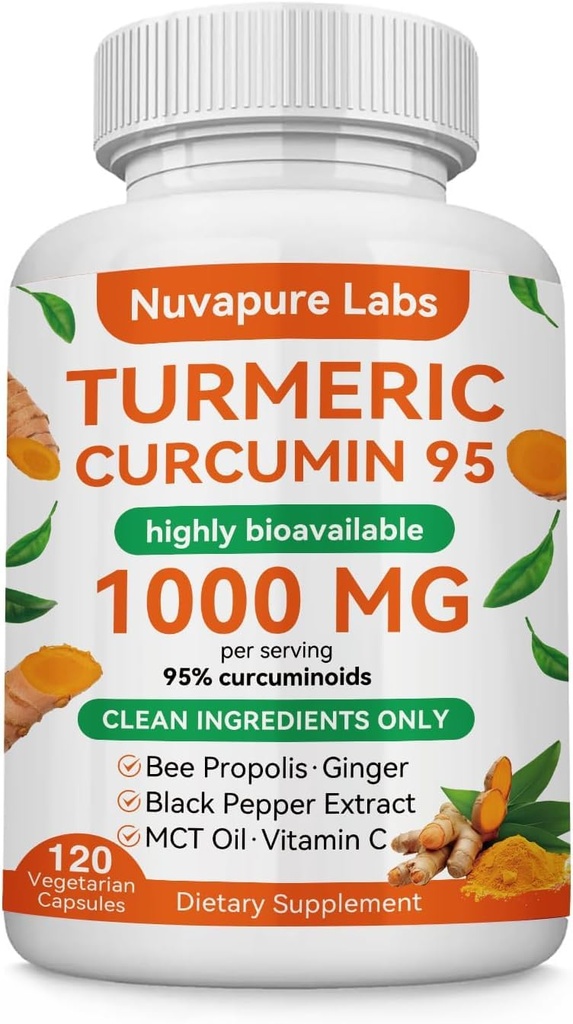 Nuvapure Turmeric with Black Pepper,NuvaPure Turmeric Curcumin with Black Pepper,120Count