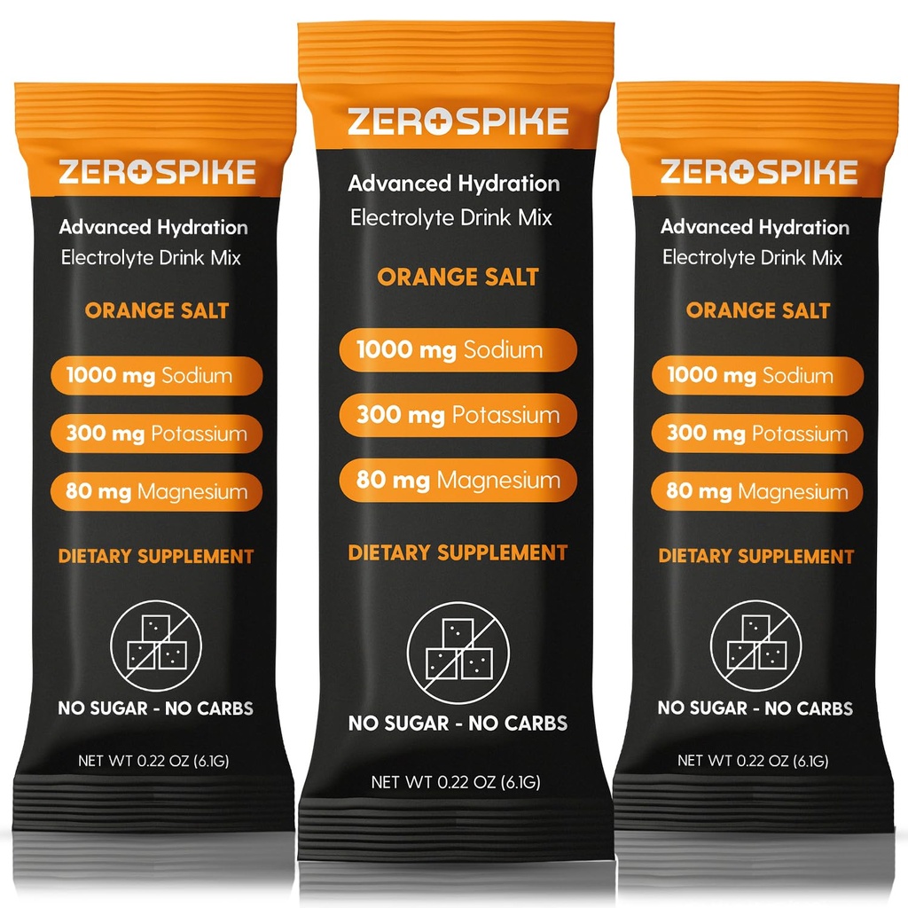 No Sugar Electrolytes Powder Packets | Keto & Fasting Salts Drink Mix | Supplements: The Key Hydration Nutrients Missing from Purified Water | Clean, Orange, Calorie Free | 30 Sticks