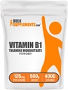 BulkSupplements.com Thiamine Mononitrate Powder - Vitamin B1 Powder, Thiamine B1 Supplement - B1 Vitamins, Gluten Free, 125mg per Serving, 500g (1.1 lbs) (Pack of 1)