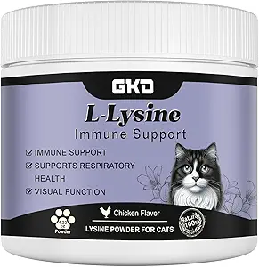 L-Lysine-Pulver für Katzen, Immununterstützung für Katzen, unterstützt Immun- und Augengesundheitsergänzung, Lysine-Hilfe mit Reduziert Augenentladung, lindert Niesen und Runny Nase