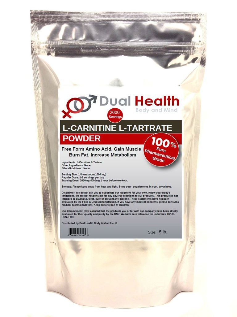 Pure L-Carnitine L-Tartrate Powder (5 lb) Bulk Supplements