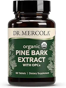 Dr. Mercola Organic Pine Bark Extract, 30 Portionen (60 Tabletten), Mit OPCs, Nahrungsergänzung, Antioxidans Support, Non-GMO, zertifiziert USDA Organic
