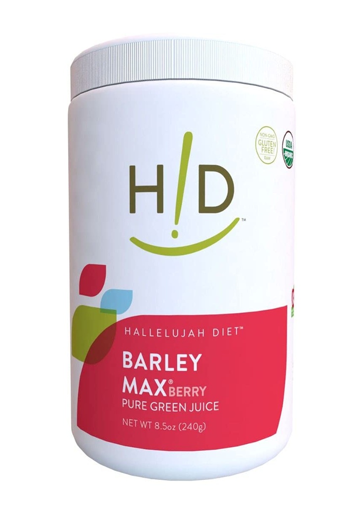 Dieta Hallelujah Organic BarleyMax - Orzo e Alfalfa Polvere di succo verde, Aroma di bacche, 8.5 once (alimentazione di 60 giorni)