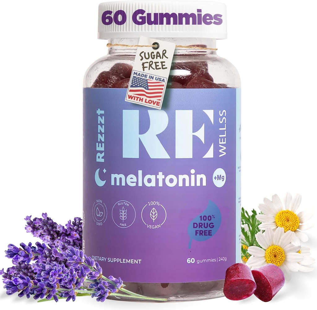 Melatonin Gummie I 5mg Melatonin Schlafunterstützung Gummy für Erwachsene I Fall Asleep Supplement für Gesundheit | Magnesium L-Theanin | Vegan Non-GMO Gluten & Gelatin Free, Sugar Free | Mix Berries