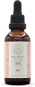 HerbEra Blood Booster Formel B60 Alkoholfreie Extraktzutat: Stinging Nettle Leaf, Dandelion Leaf, Spinat, Spirulina, Alfalfa, Yellow Dock Root, Herbal Iron Blend 2 Fl Oz