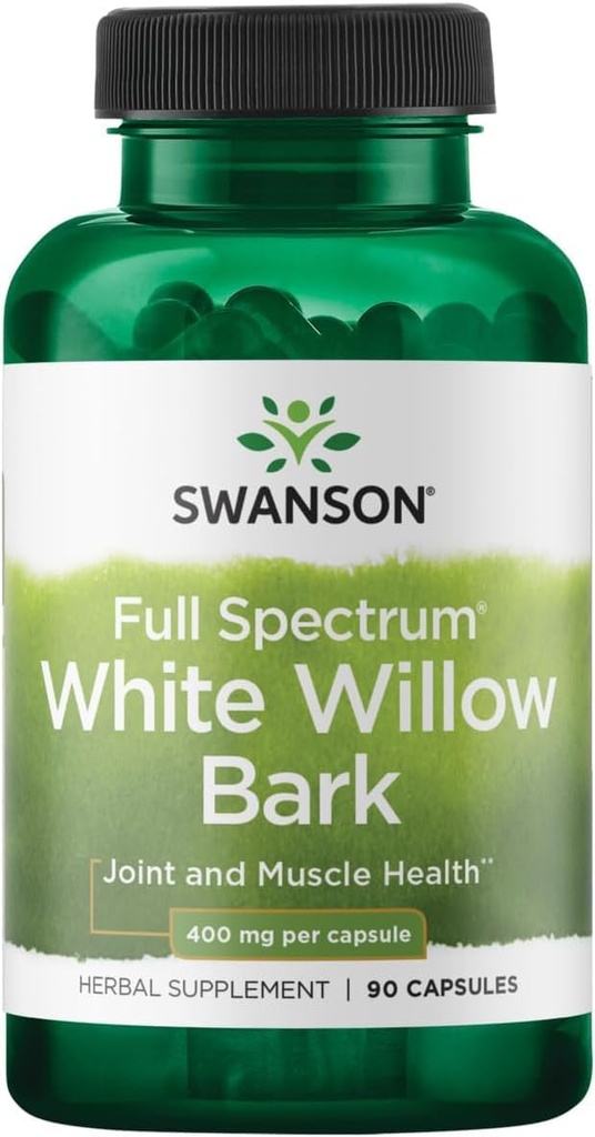 Swanson White Willow Bark 400 Milligrams 90 Capsules | A Complementary Ingredient for Joint and Muscle Comfort, a Natural Source of Salicin in a Full Spectrum Whole Bark Formula