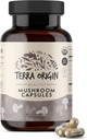 TERRA ORIGIN Healthy Mushroom Complex Supplement | 90 Capsules | Reishi, Lions Mane, Changa, Cordyceps, Maitake | Immune & Nootropic Brain Support | Certified USDA Organic, Non GMO, Vegan