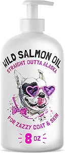 Wildes Alaskan Lachsöl für Hunde & Katzen - Pure Fish Omega 3 6 9 flüssige EPA DHA Fettsäuren - Haut & Coat Supplement - Unterstützt Gelenkfunktion, Gehirn, Augen, Immun- & Herz-Gesundheit - Made in USA 8 oz