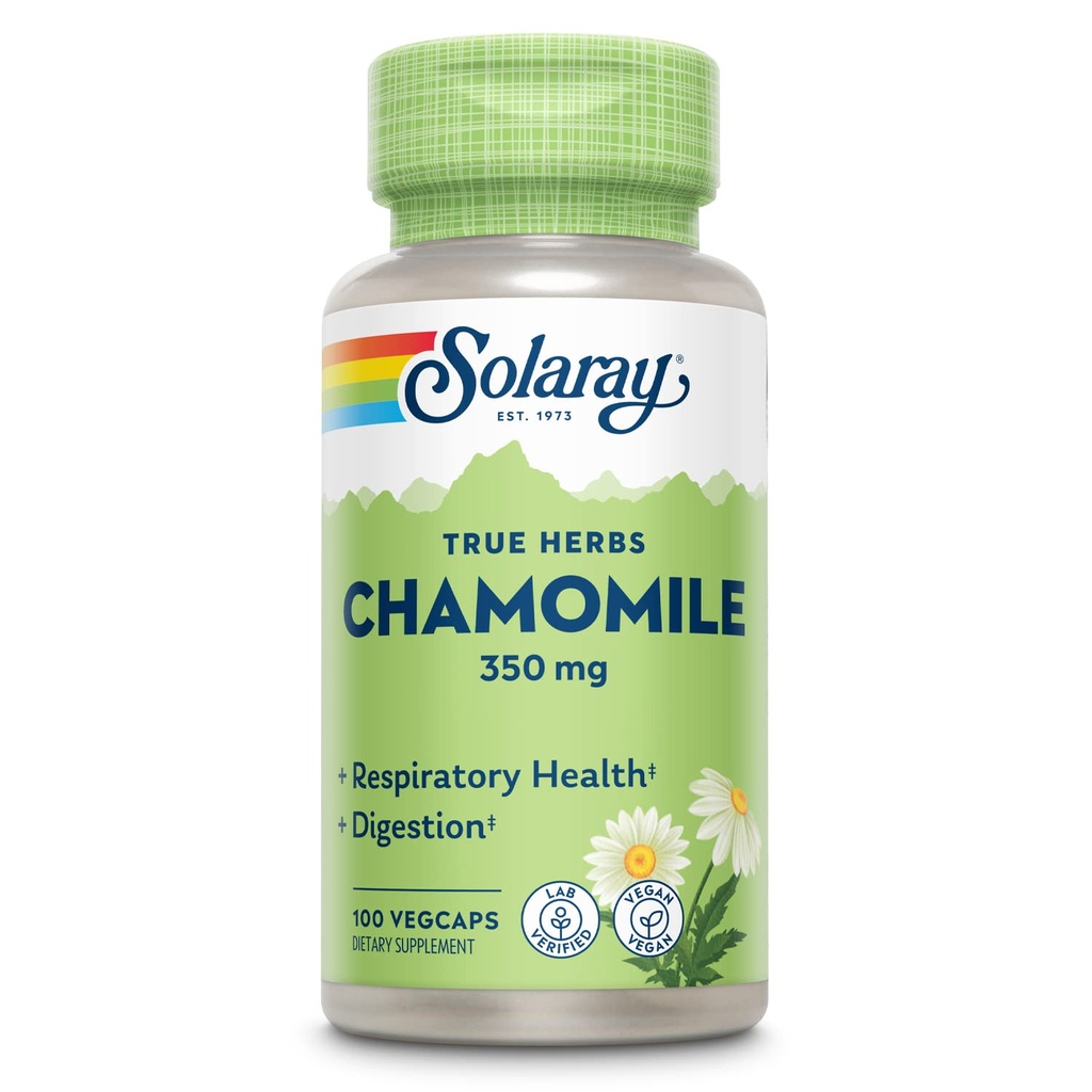 SOLARAY Camomilla, Supporto per la digestione, Tratto respiratorio e relax, 100 Serve, 100 VegCaps