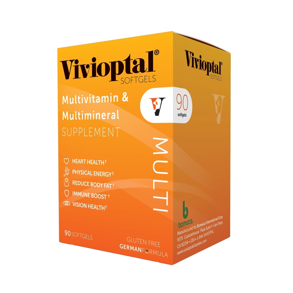 Vivioptal Multi, 90 Softgels, multivitamines et multiminéraux, sans gluten, formule allemande