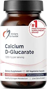 Designs für Gesundheit Calcium D-Glucarate - 1200mg CDG für Liver Support - Entgiftung + gesunde Hormon Metabolismus Unterstützung Ergänzung für Männer + Frauen - Non-GMO, Soy-Free (60 Kapseln)