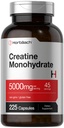 Horbäach Creatine Monohydrate de 5 g de 225 capsules sans OGM, supplément sans gluten