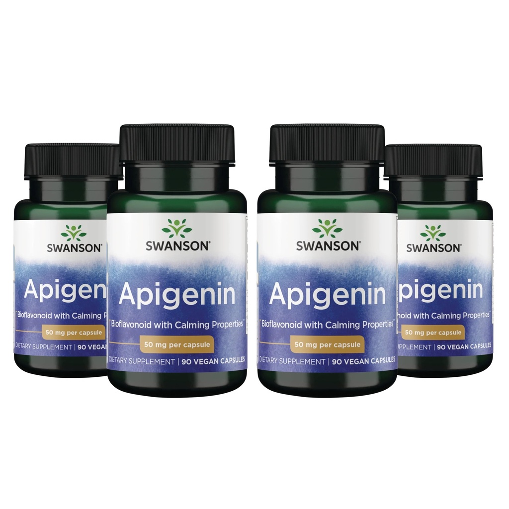 Swanson Apigenin-Bioflavonoide supplemento naturale di supporto della prostata-Metabolismo & Nerve supporto di salute-può sostenere sonno & Relax 90 caps, 50mg ogni 4 pacchetto
