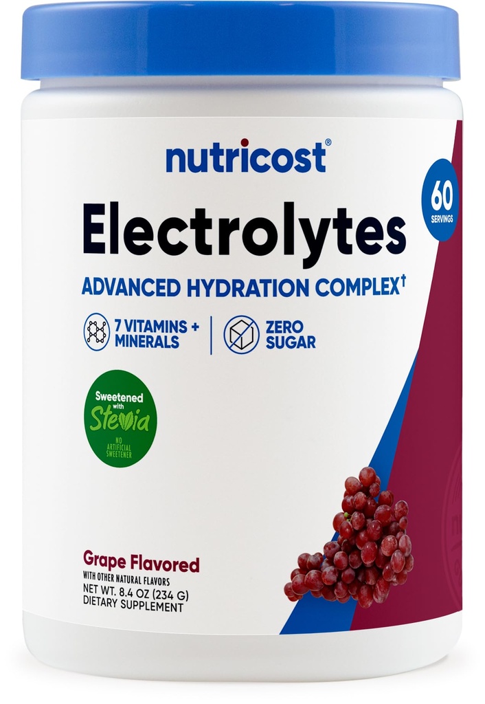 Nutricost Elektrolyt Komplexes Pulver (60 Servierungen, Trauben) - Hydratationsergänzungsgetränk Mischung mit Vitaminen und Mineralien