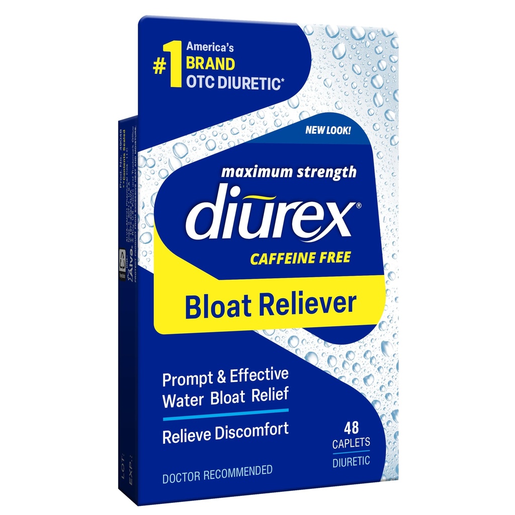 Diurex Blocage sans caféine, force maximale, soulagement de la consolation, jusqu'à 6 heures de soulagement, 48 comte