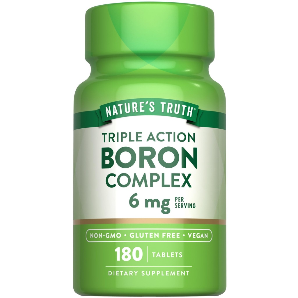 Integratore Complesso Boron Azione Triplice della Natura | 6mg | 180 Count | Vegan, Non OGM & Gluten Supporto Minerale Gratuito