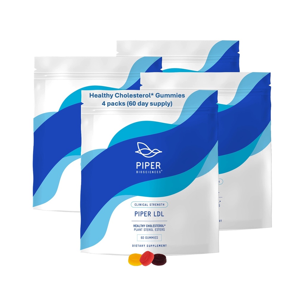 Piper Biosciences Plant Sterols Healthy Cholesterol Gummies, 240 Ct, 60-Day | 60-day supply | 2280 mg non-GMO plant sterol esters daily | Vegan phytosterol supplement, no gelatin | 3 flavors