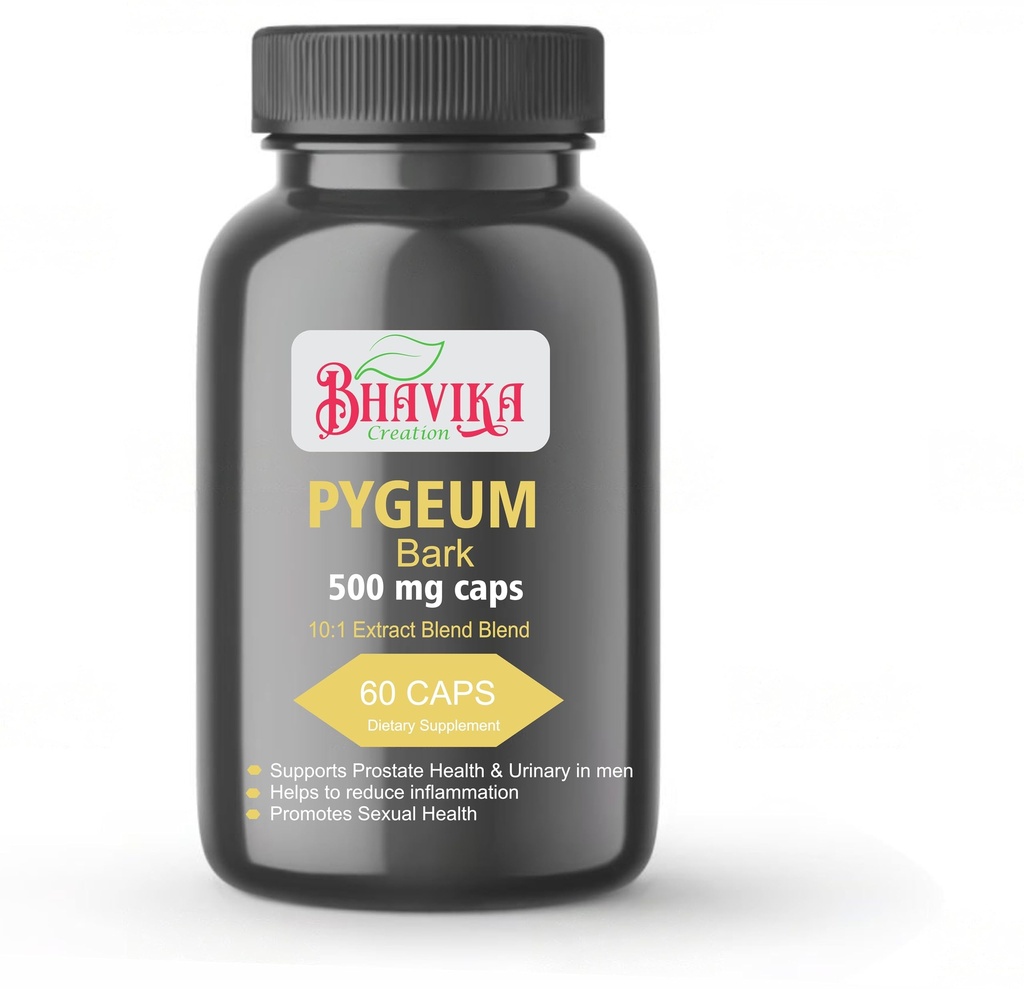 Pygeum Bark Capsules, 500mg, 60 Count, Herbal Ayurvedic Natural Capsules