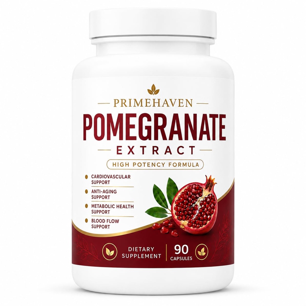 Organic Pomegranate Extract Capsules, 700mg Pomegranate Fruit Extract Supplement with Natural Polyphenols & Antioxidant Support, Organic Plant-Based Formula, 90 Capsules
