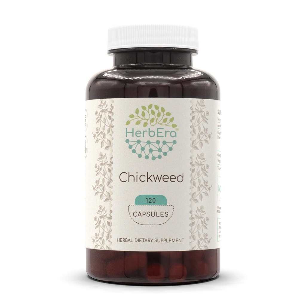 Chickweed 120 Capsules, 800 mg, Chickweed (Stellaria Media) Dried Herb (120 Capsules)