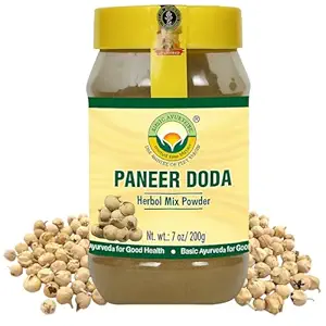 BASIC AYURVEDA Paneer Doda Herbal Mix Polvere | 7.05 Oz (200g) | Organic Withania Coagulans Dried Fruit Powder | Indian Rennet | Natural Ayurvedic Supplement