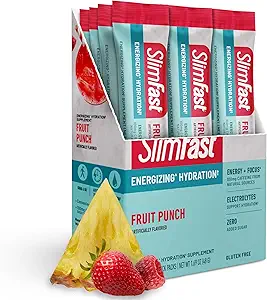 Imballaggio di idratazione sottile, elettroliti di digiuno intermittente, pacchetti di miscela di bevanda, polvere di digiuno intermittente, miscela di bevanda della polvere di energia, caffeina, elettroliti per l'idratazione, Punch di frutta (12 Conte)