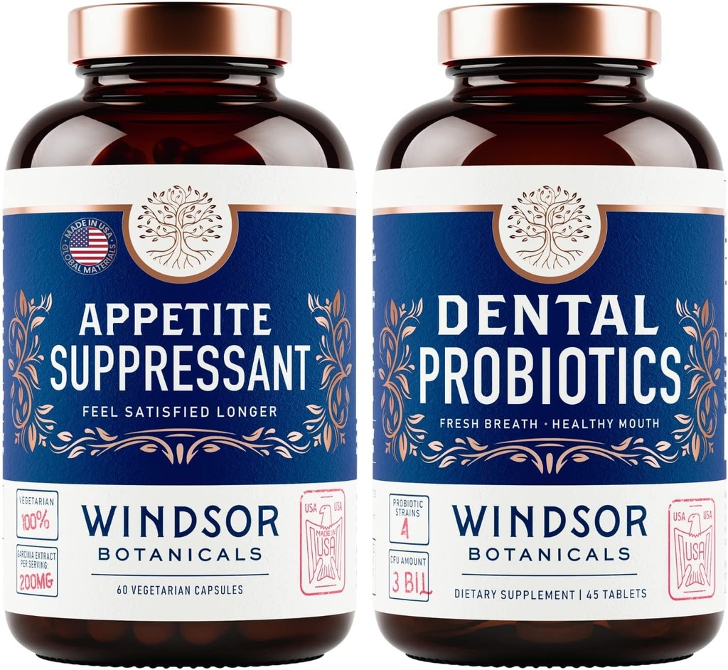 WINDSOR BOTANICALS Appetitzügler für Weight Loss und Dental Probiotics für Bad Breath Bundle