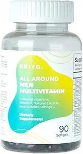 Briyo All Around Men - Multivitamin für Männer mit 38 essentiellen Vitaminen, Mineralien, Omega 3 und Pflanzenextrakte – Unterstützt Energieimmunität – Live Strong mit einer täglichen sauberen Kapsel