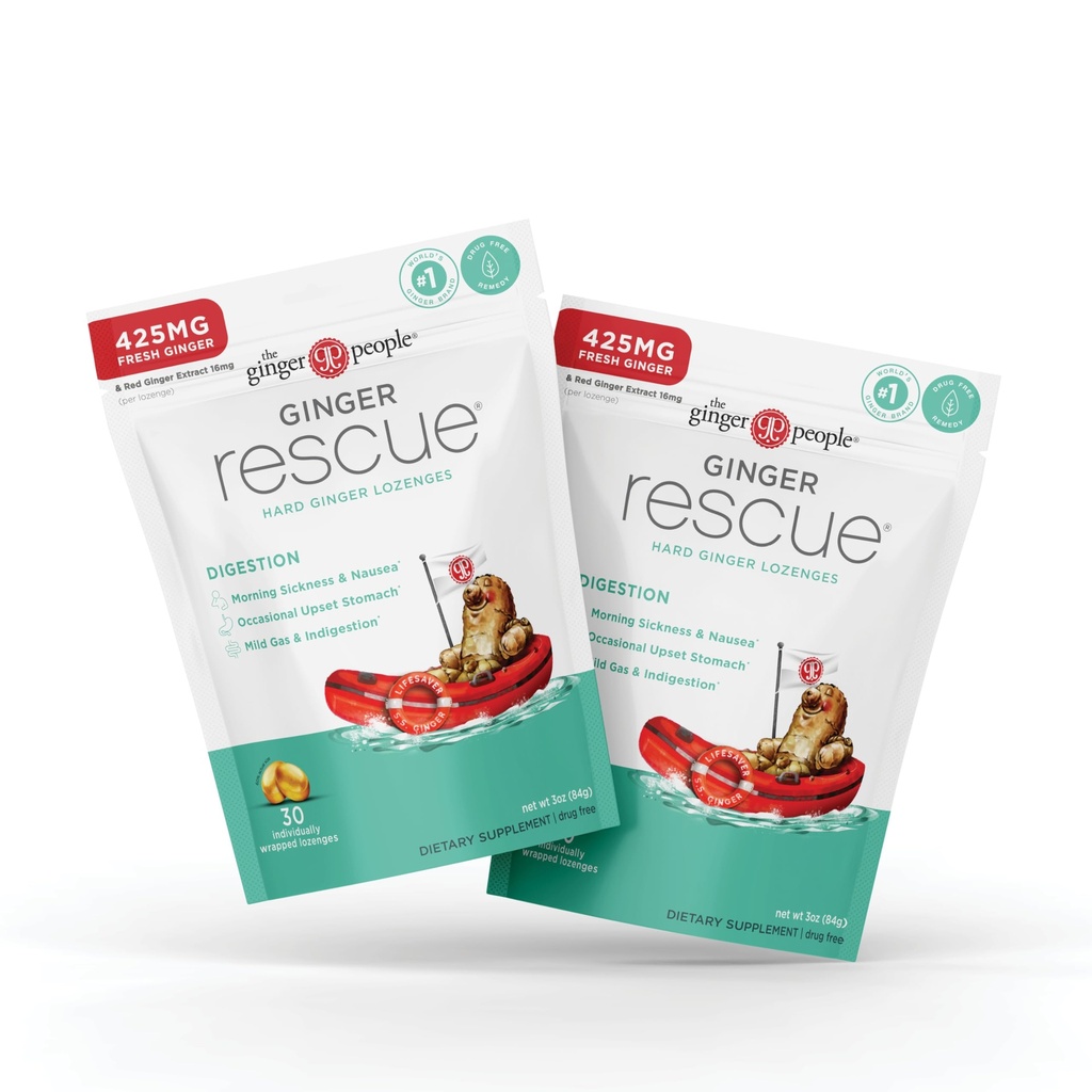 Ginger Rescue Digestive Wellness Lozenges (Hard) Nausea Relief 60ct