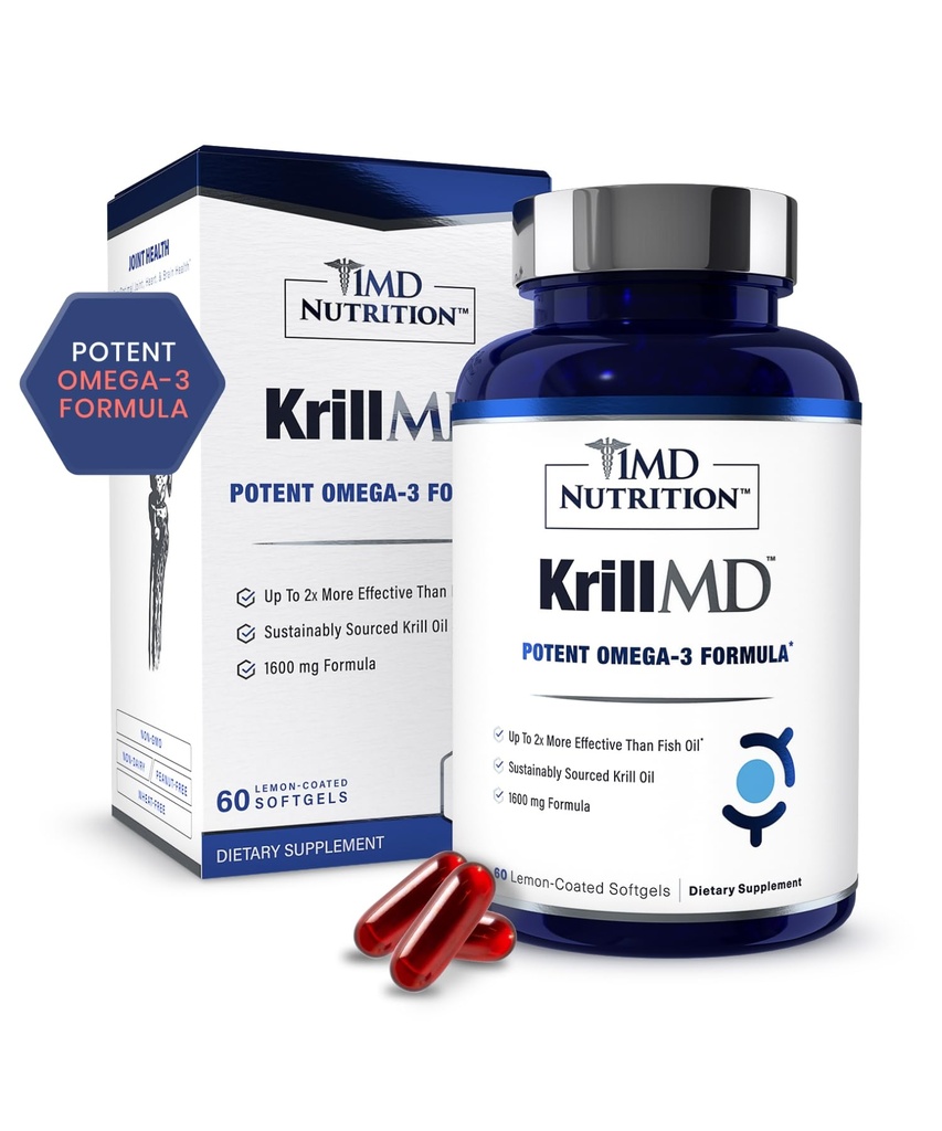 1MD Nutrition KrillMD - supplément de l'huile de krill de l'Antarctique Oméga 3 avec l'Astaxanthin, EPA, DHA.