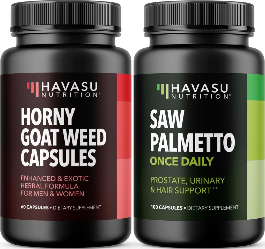 HAVASU NUTRITION Hornige Ziegen-Nasskapseln (30 Servierungen) & Saw Palmetto Kapseln (100 Servierungen)