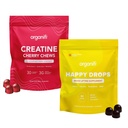 Organifi Strength and Mood Bundle - 30 Servings of Creatine Cherry Chews and Lemon Happy Drops - Delicious Creatine Monohydrate and Calming Saffron Gummies for Men and Women