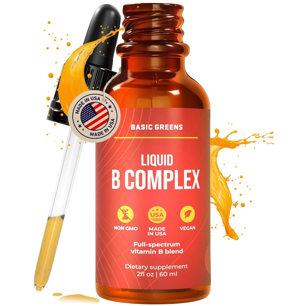 Vitamin B Complex Liquid Drops - Stärke Sublingual Formel, Maximiert Absorption & Boosts Energie - B1, B2, B3, B5, B6, B7, B9, B12 - Natürliche vegane Ergänzung für Immunität (B Complex)
