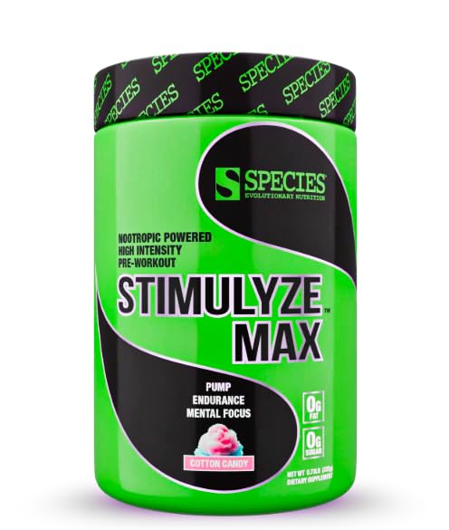 Species Nutrition Stimulyze, Nootropic Pre Workout Powder, Enhanced Pump, Endurance, & Mental Focus (Cotton Candy)