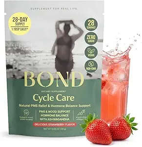 BOND Cycle Care – PMS Support Supplement & Hormon Balance für Frauen – Cortisol Reducer mit Ashwagandha, L-Tryptophan, Magnesium, Turmeric Extract & Glutathione für Mood & Cycle Relief, 28 Portionen