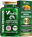 Wildcrafted Irish Sea Moss Capsule con Burdock Root & Bladderwrack - USA Made Sea Moss Advanced for Hair, Skin, Immune & Energy Levels Support - SeaMoss Pills - 100 Vegan Capsules
