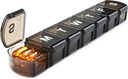 XL Weekly Pill Box Organizer 7 Jours, 1 Semaine Jumbo Pill Dispenser Case Une fois par jour, MOLN HYMY Daily Medicine Container to Hold Medicament, Vitamines, Huiles de poisson et Supplément (Noir
