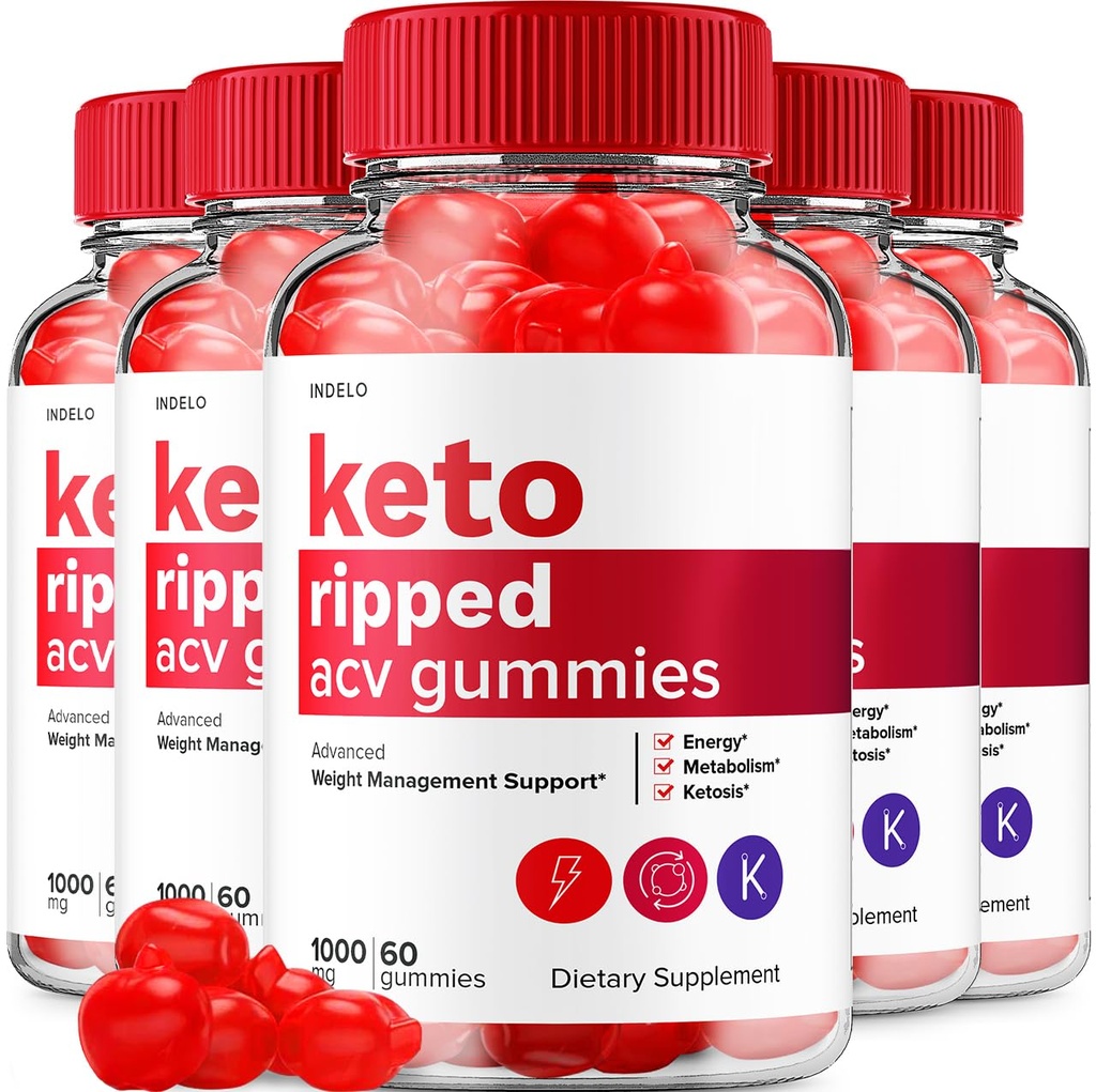 (5 Pack) Keto Ripped ACV Gummies - Advanced Weight Ripped Keto + ACV Weight Manegement Gummies Apple Cider Vinegar Ripped ACV Gummies Dietary Supplement Reviews Extra Strength (300 Gummies)
