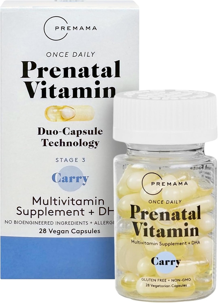 Vitamines prénatales pour femmes, supplément de multivitamines une fois par jour, incluant folate et DHA, sans allergène, 28 capsules véganes