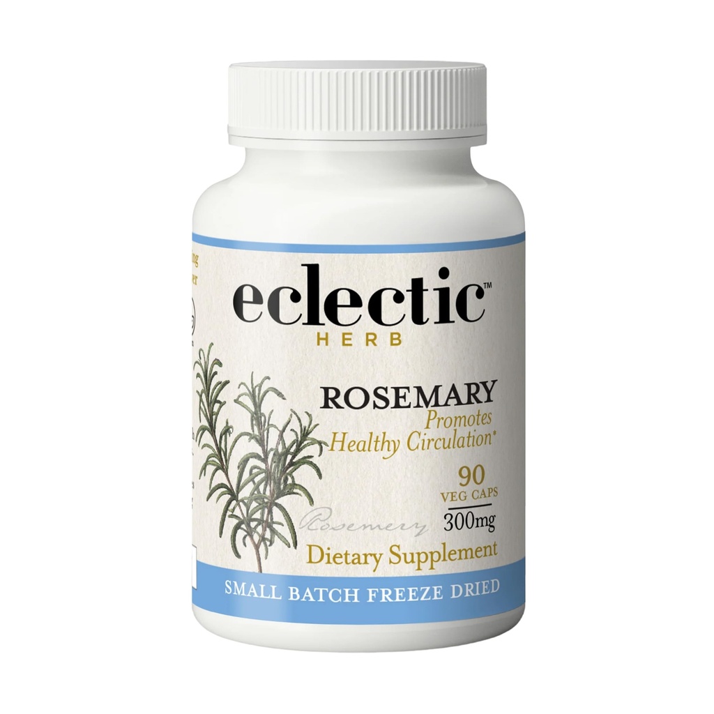 Eclectic Herb - Rosemary Capsules | Cognitive Support, Memory & Brain Health | Mood Support | Herbal Supplement | Vegan, Non-GMO, Gluten Free, Freeze-Dried (90 CT | 300 mg)